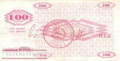 Bosnien Herzegowina - 100  Dinara (#006g_VF)