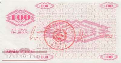 Bosnien Herzegowina - 100  Dinara (#006g_XF)