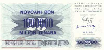 Bosnien Herzegowina - 1 Million Dinara (#035b_UNC)