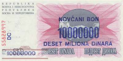 Bosnien Herzegowina - 10 Millionen Dinara (#036-1_UNC)