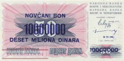 Bosnien Herzegowina - 10 Millionen Dinara (#036-1_UNC)