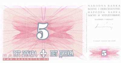 Bosnia and Herzegowina - 5  Dinara (#040a_UNC)