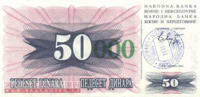 Bosnia and Herzegowina - 50.000  Dinara (#055e_UNC)