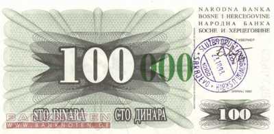 Bosnien Herzegowina - 100.000  Dinara (#056g_UNC)