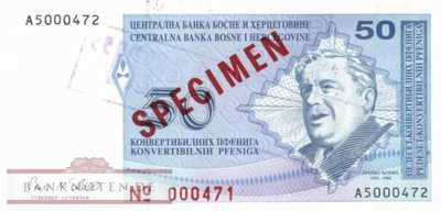 Bosnien Herzegowina - 50  Convertible Pfeniga - SPECIMEN (#058aS2_UNC)
