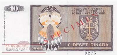 Bosnien Herzegowina - 10 SPECIMEN Dinara (#133S_UNC)