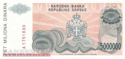 Bosnia and Herzegowina - 5 Million Dinara (#156a_UNC)