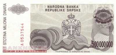 Bosnien Herzegowina - 500 Millionen Dinara (#158a_UNC)