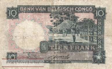 Belgisch Kongo - 10  Francs (#014E-49_VG)