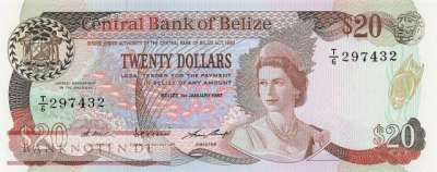 Belize - 20  Dollars (#049b_UNC)