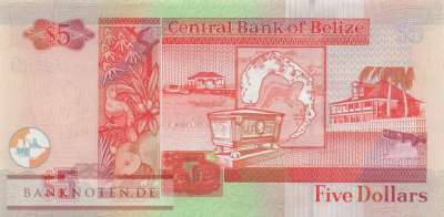 Belize - 5  Dollars (#067i_UNC)