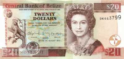 Belize - 20  Dollars (#069d_UNC)