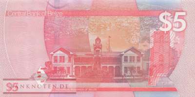 Belize - 5  Dollars (#074_UNC)