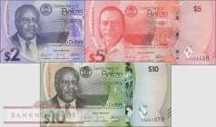 Belize: 2 - 10 Dollars (3 banknotes)