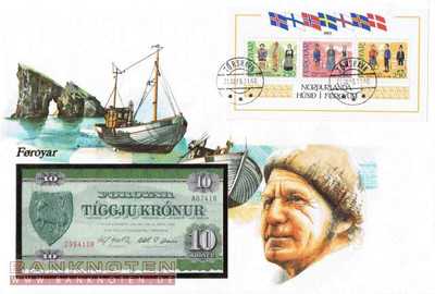 Banknotenbrief Faröer Inseln - 10  Kronor (#FAR01_UNC)