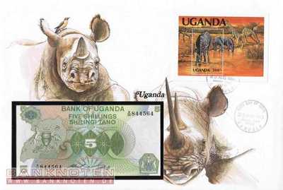 Banknotenbrief Uganda - 5  Shillings (#UGA01_UNC)