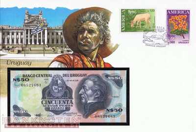 Banknotenbrief Uruguay - 50  Nuevos Pesos (#URU01_UNC)