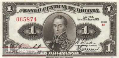 Bolivien - 1  Boliviano (#119a-3_XF)
