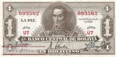 Bolivien - 1  Boliviano (#128a_XF)