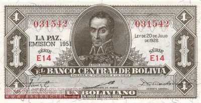 Bolivien - 1  Boliviano (#128b_UNC)