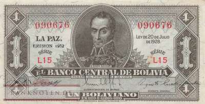 Bolivien - 1  Boliviano (#128c-2_AU)