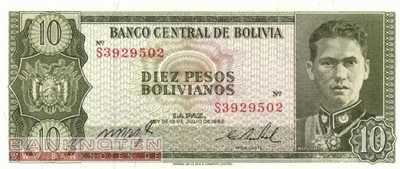 Bolivien - 10  Pesos Bolivianos (#154a-17_UNC)