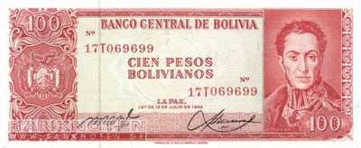 Bolivien - 100  Pesos Bolivianos (#164_A-U2_UNC)