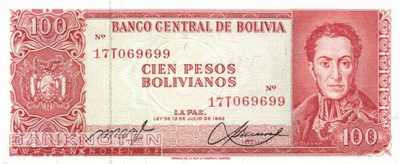 Bolivia - 100  Pesos Bolivianos (#164_A-U2_UNC)
