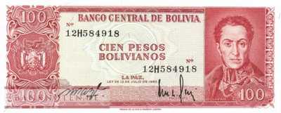 Bolivien - 100  Pesos Bolivianos (#164a-U2_UNC)