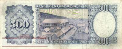Bolivien - 500  Pesos Bolivianos (#166a-B_F)