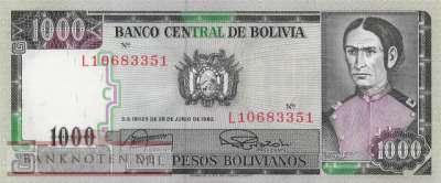 Bolivia - 1.000  Pesos Bolivianos (#167a-2_UNC)