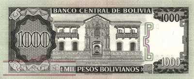 Bolivien - 1.000  Pesos Bolivianos (#167a-U3_XF)