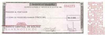 Bolivia - 5.000  Pesos Bolivianos (#172a_UNC)