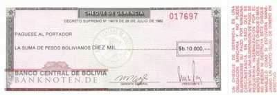 Bolivia - 10.000  Pesos Bolivianos (#173a_UNC)