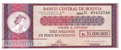 Bolivien - 10 Millionen Pesos Bolivianos (#192B_UNC)