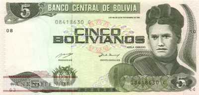 Bolivia - 5  Bolivianos (#209_UNC)