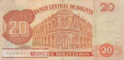 Bolivia - 20  Bolivianos (#224_F)