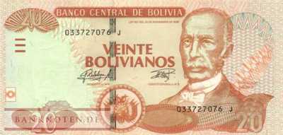 Bolivien - 20  Bolivianos (#244-U1_UNC)