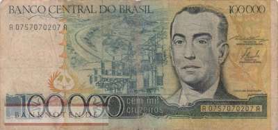 Brasilien - 100.000  Cruzeiros (#205_VG)