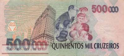 Brasilien - 500.000  Cruzeiros (#236c_VF)