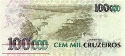 Brasilien - 100  Cruzeiros Reais (#238_UNC)