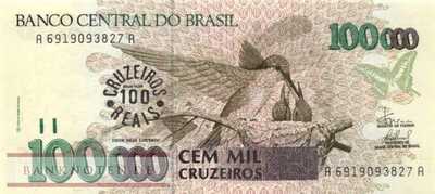 Brazil - 100  Cruzeiros Reais (#238_UNC)