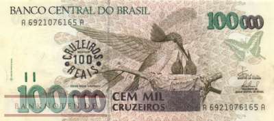 Brazil - 100  Cruzeiros Reais (#238_AU)