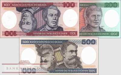 Brazil: 100 - 500 Cruzeiros (3 banknotes)