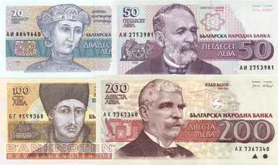 Bulgarien: 20 - 200 Leva (4 Banknoten)