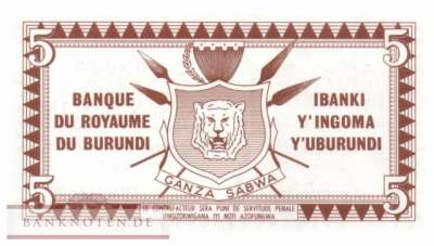Burundi - 5  Francs (#008a-65_UNC)
