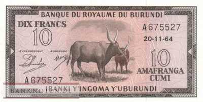 Burundi - 10  Francs (#009a-64_UNC)