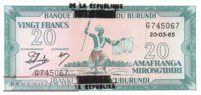 Burundi - 20  Francs (#015_UNC)