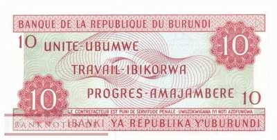 Burundi - 10  Francs (#020b_UNC)