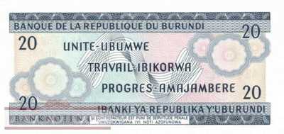 Burundi - 20  Francs (#021b-73_UNC)